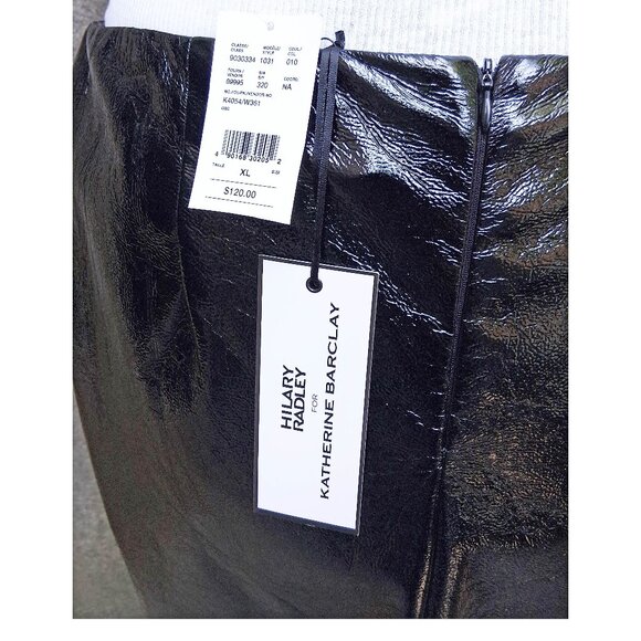 Hilary Radley Sexy Faux Patent Leather Midi Pencil Skirt zipper slit at side XL - Picture 6 of 6